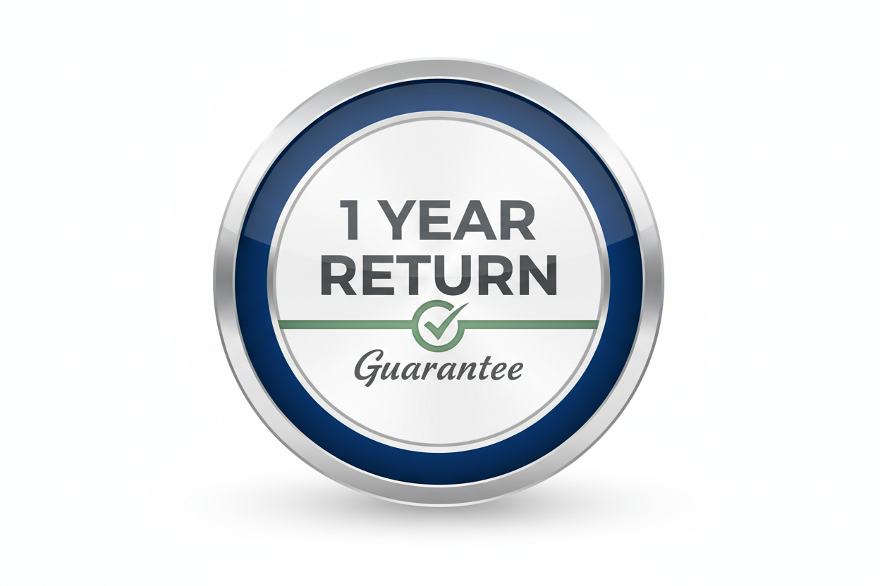 1 year return single graphic with white background and make the graphic pretty big